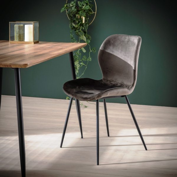 Blues- 4 Spisebordsstole i antracit grå velour og metal