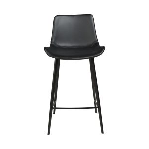DAN-FORM Hype barstol, m. ryglæn og fodstøtte - sort kunstlæder og sort stål