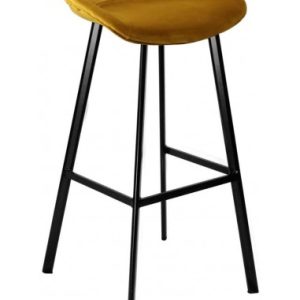 Finn barstol i velour H87 cm - Sort/Gylden
