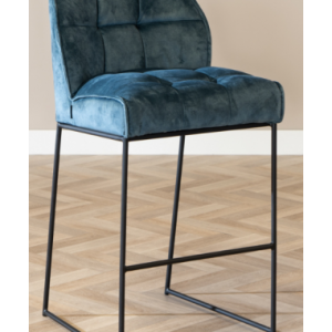 Janna barstol i metal og velour H109 cm - Sort/Blå