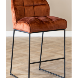 Janna barstol i metal og velour H109 cm - Sort/Kobber