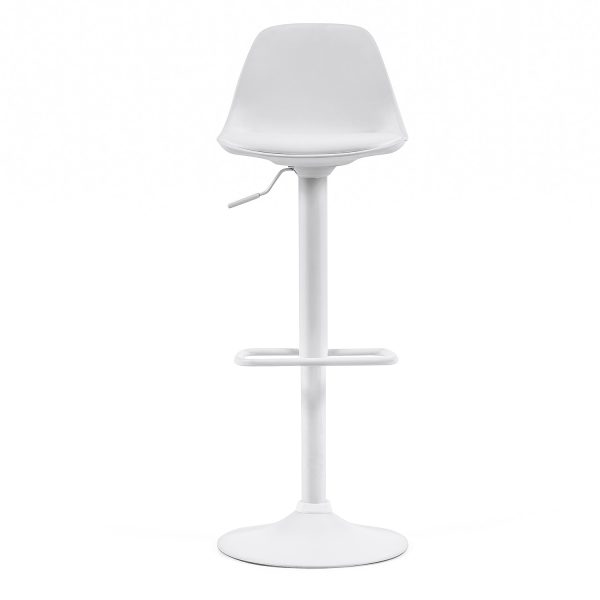 LAFORMA Orlando-T barstol, m. ryglæn og fodstøtte - hvid polypropylen/kunstlæder/stål