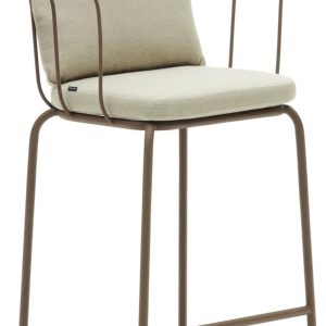 Salguer, Udendørs barstol, vintage, metal by Laforma (H: 90 cm. x B: 59 cm. x L: 53 cm., Brun/Beige/Grøn)