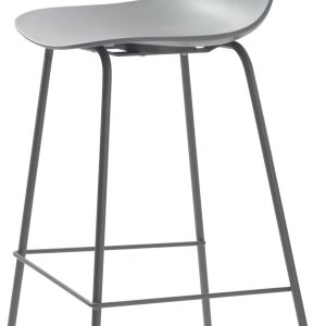 Whitby, Barstol med ergonomiske kurver by Unique Furniture (H: 92 cm. x B: 40 cm. x L: 47 cm., Grå)