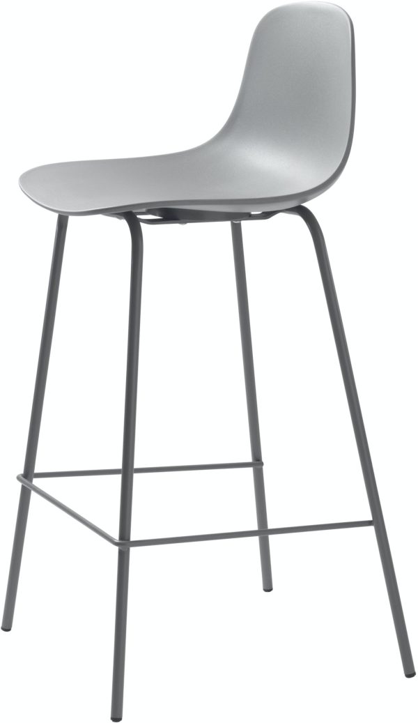 Whitby, Barstol med ergonomiske kurver by Unique Furniture (H: 92 cm. x B: 40 cm. x L: 47 cm., Grå)