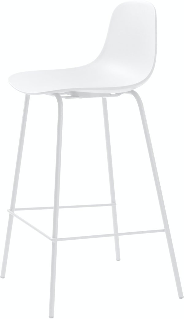 Whitby, Barstol med ergonomiske kurver by Unique Furniture (H: 92 cm. x B: 40 cm. x L: 47 cm., Hvid)