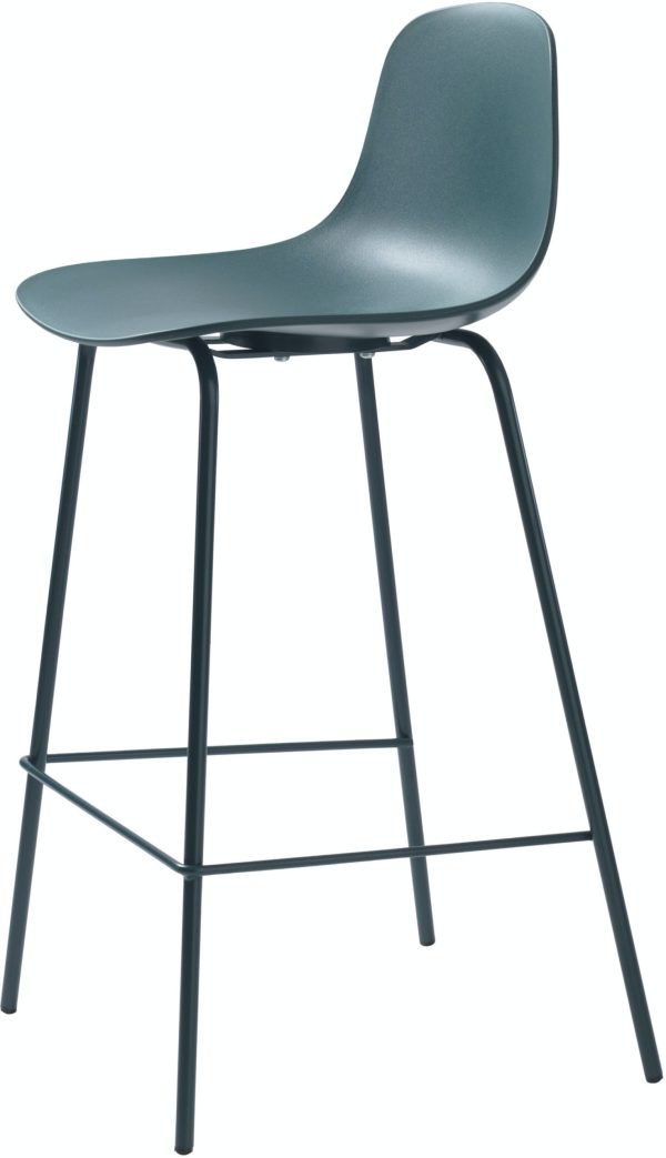 Whitby, Barstol med ergonomiske kurver by Unique Furniture (H: 92 cm. x B: 40 cm. x L: 47 cm., Petroleumsblå)