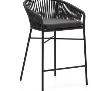 Yanet, Udendørs barstol by LaForma (H: 85 cm. x B: 55 cm. x L: 50 cm., Sort)
