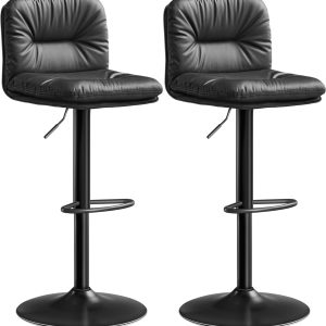 Barstole sæt af 2 - høje stole med ryglæn og fodstøtte - sort - Barstole - Daily-Living