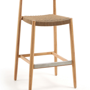 Nina, Udendørs barstol, brun/natur, H109x54x54 cm, massivt træ