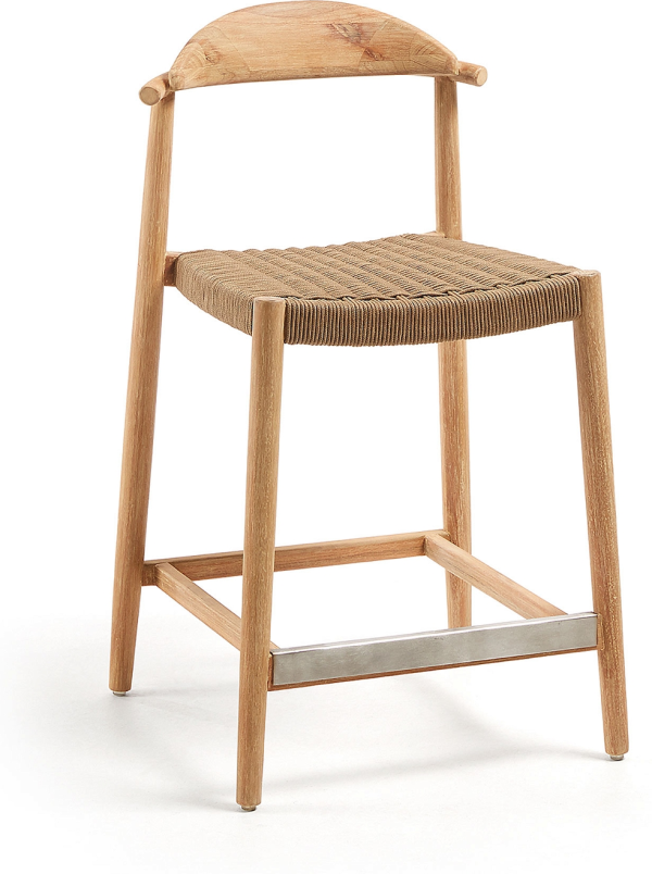 Nina, Udendørs barstol, brun/natur, H94x54x54 cm, massivt træ