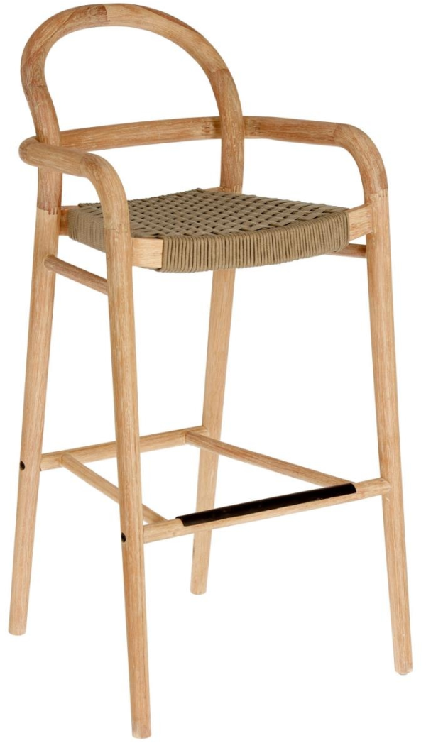 Sheryl, Udendørs barstol, natur/beige, H110x54x56 cm, massivt træ